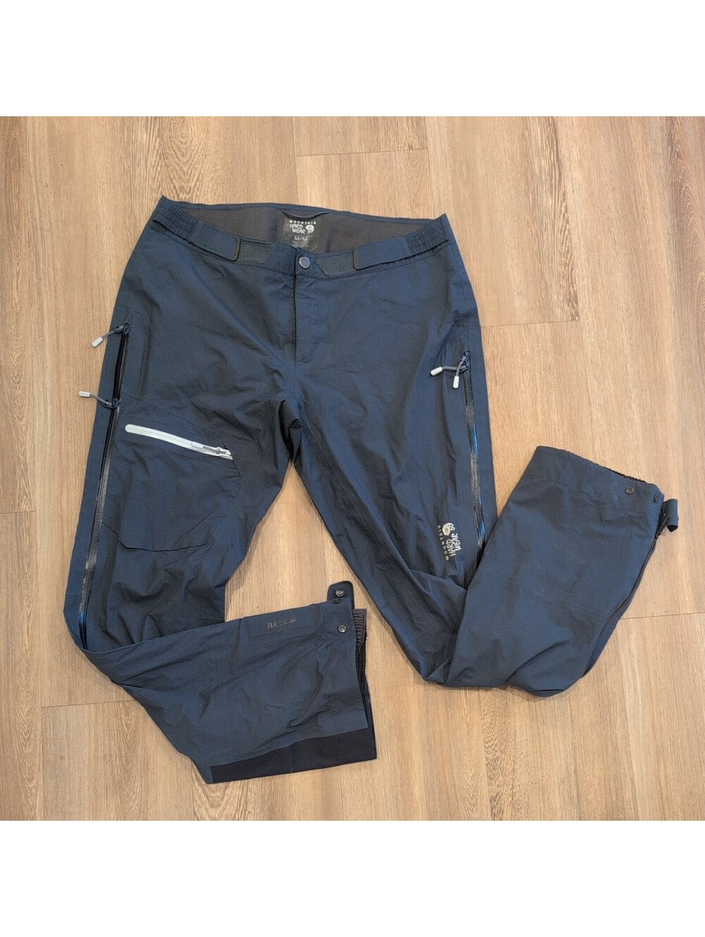 mountain hardwear lightweight full side zip rain pants M Recco unlined snow ski